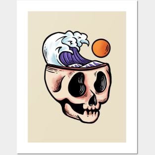 Skull chill at wave Posters and Art